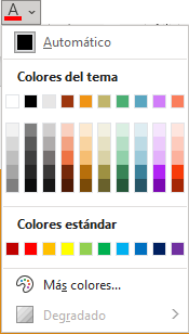 men&uacute; Color de fuente