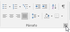 Abrir cuadro de diálogo Párrafo