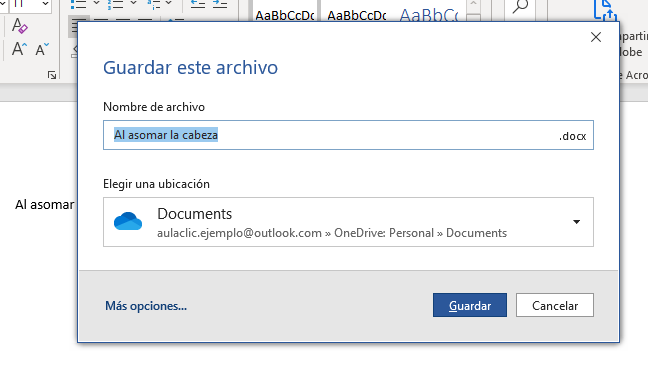 Guardar en Word la primera vez