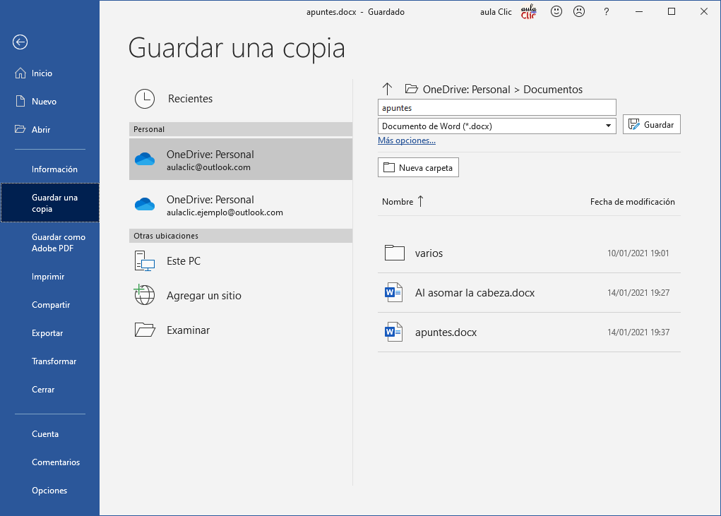 Guardar una copia en Word