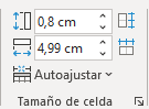 Presentación > grupo Tamaño de celda