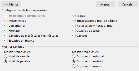 comparar opciones