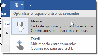 menu modo mouse/toque