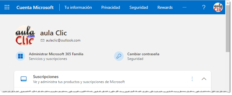 perfil cuenta outlook