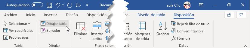 tabla disposición